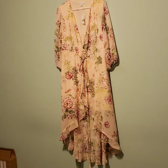 Nwt. Stunning, gorgeous dress. High low. Ruffles. Very feminine. Elastic waist - Picture 1 of 16